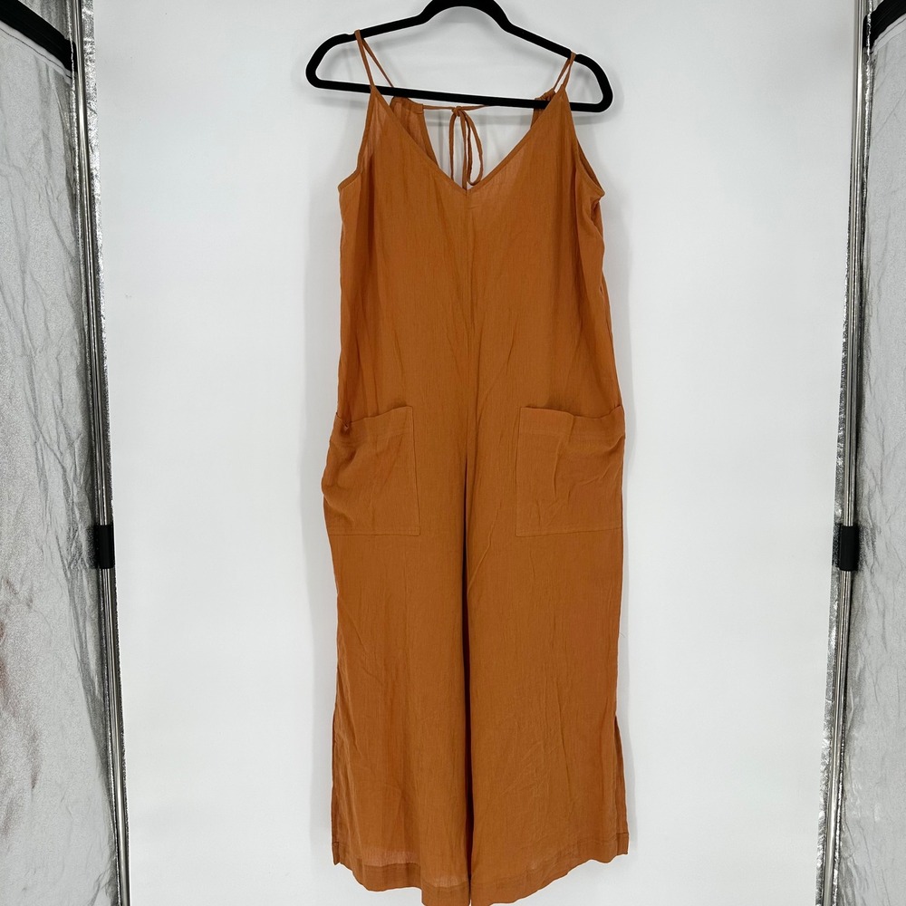 NEW Sanctuary Coastal Cotton Cover Wide Leg Jumpsuit Overall Pockets Lion M